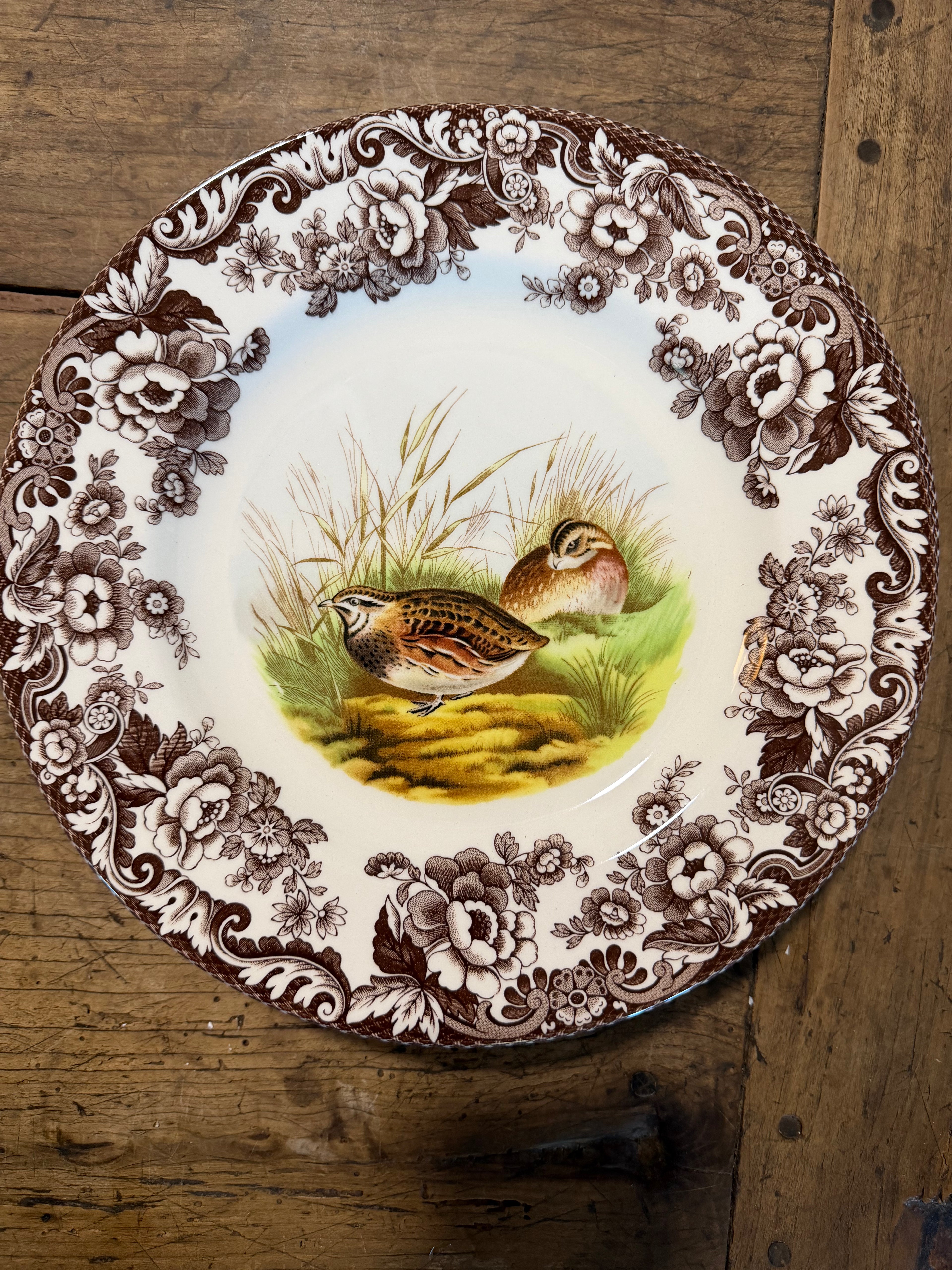 Spode Woodland Quail Pair Dinner Plate — 10.5 Inches