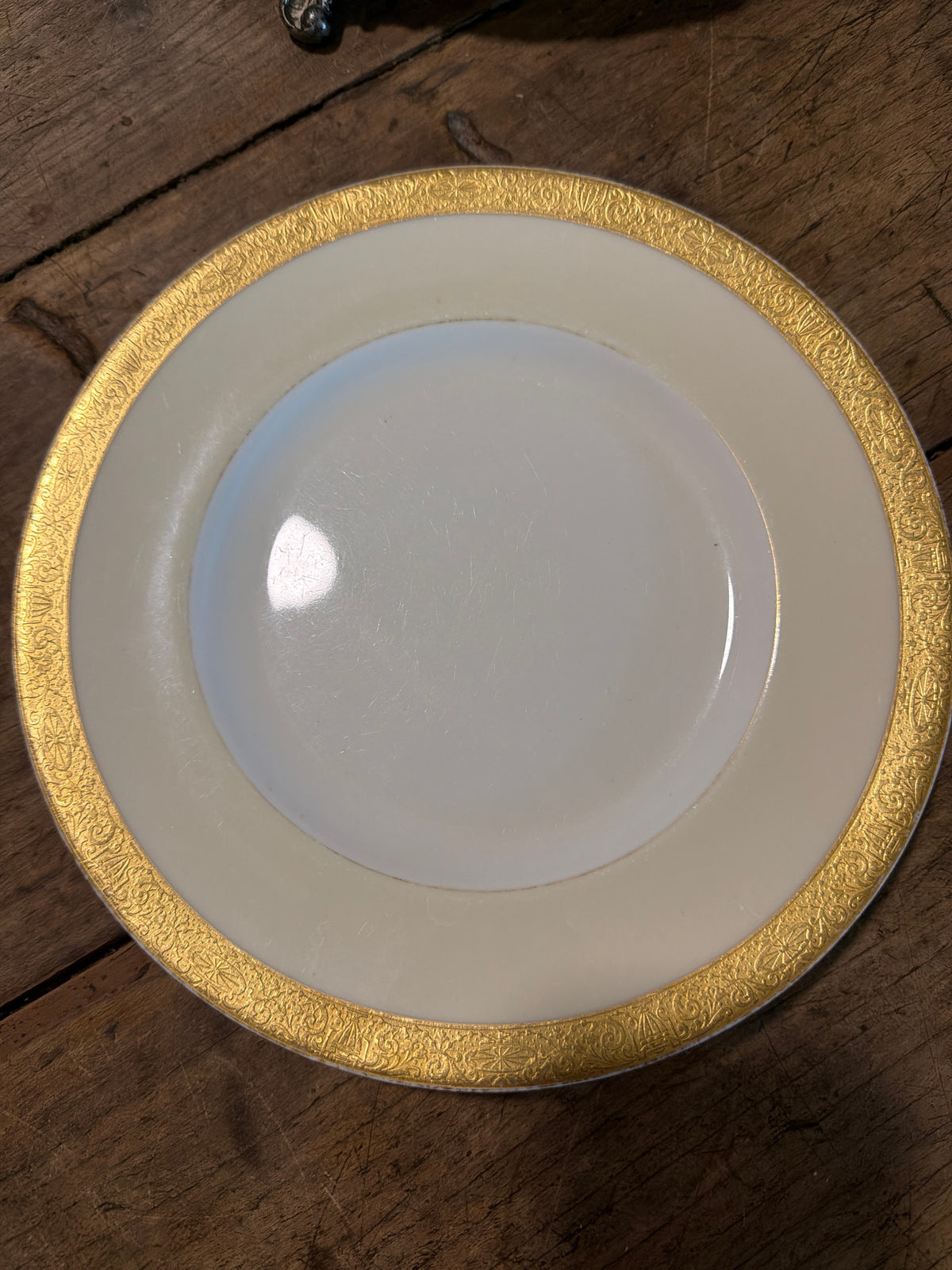 Antique Mintons Gold-Encrusted Plate for Ovington Brothers — 9 Inches