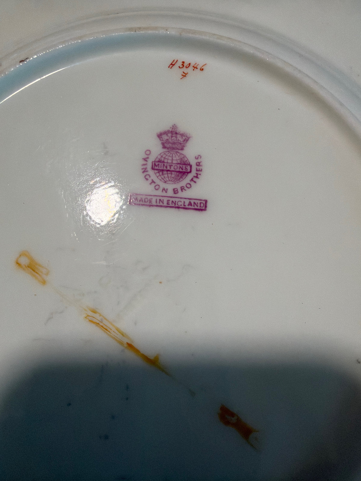 Antique Mintons Gold-Encrusted Plate for Ovington Brothers — 9 Inches