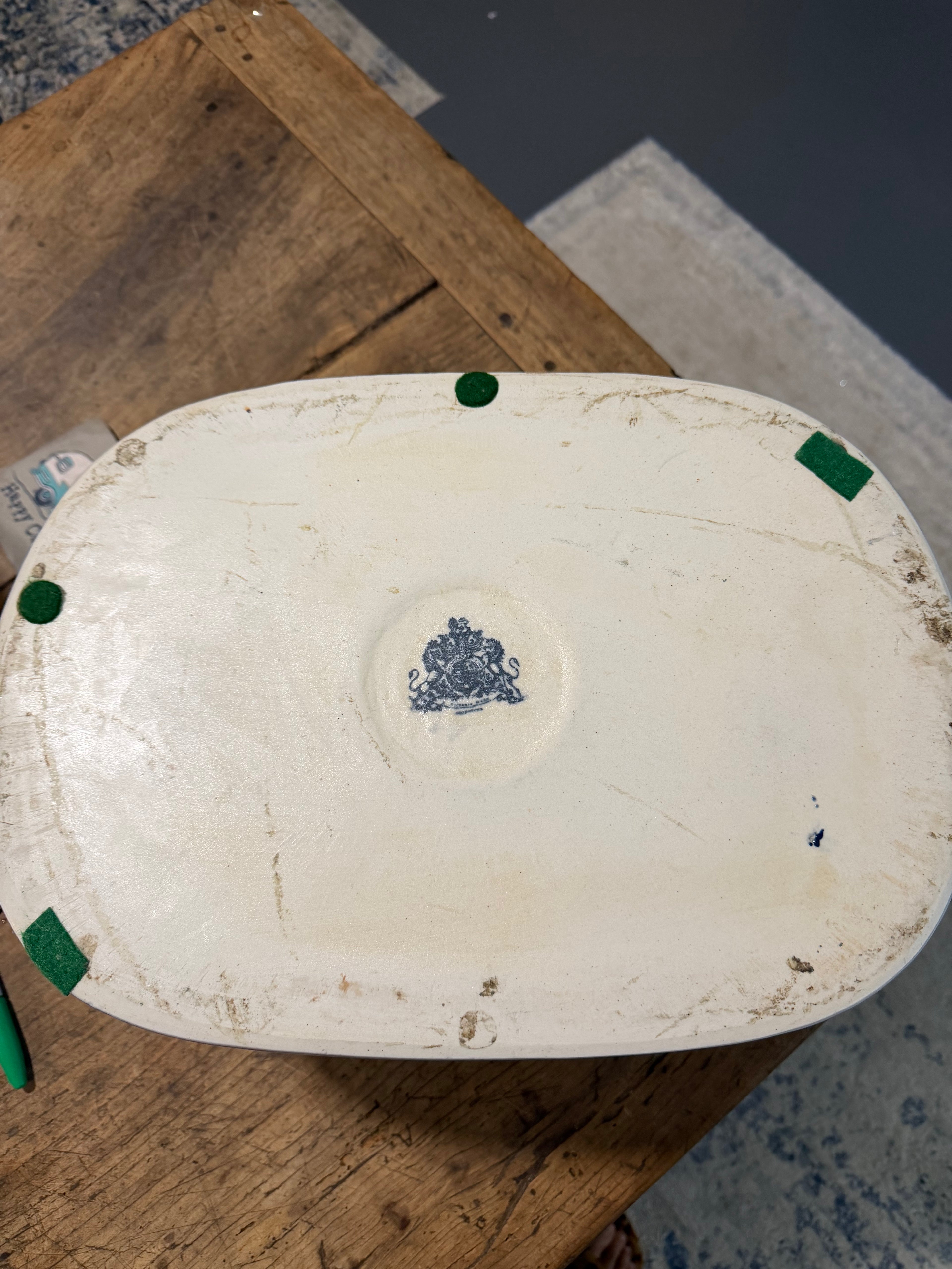 Large Vintage Blue and White Transferware Foot Bath Planter — 19 Inches