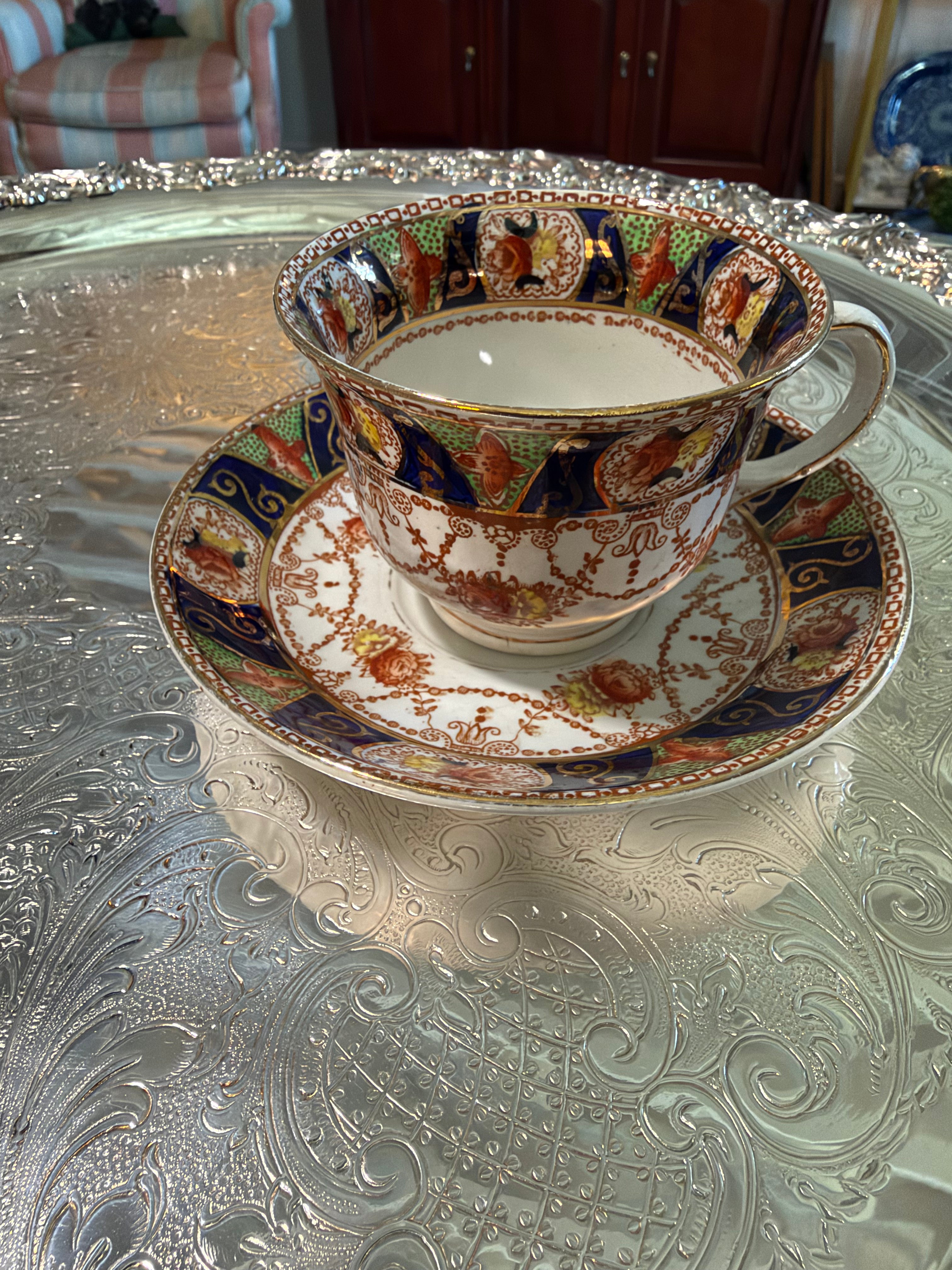 Vintage Burgess Brothers Carlisleware Imari Teacup and Saucer — Circa 1920s–1930s