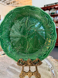 Antique Victorian Green Majolica Cucumber Vine Plate — 8.5”