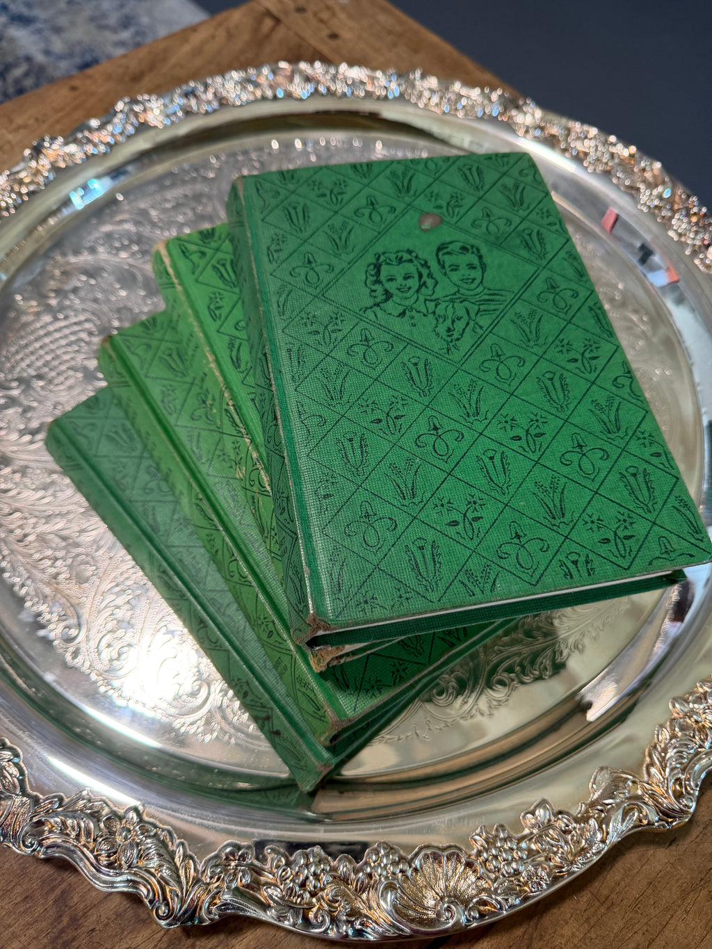 Vintage Bobbsey Twins Green Hardcover Books — Set of Four