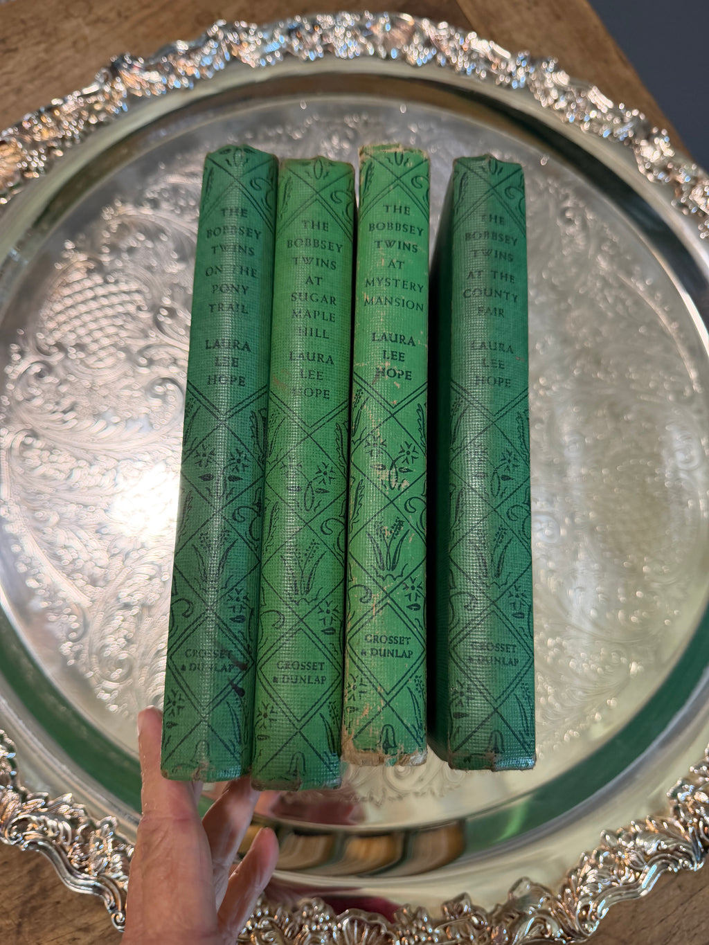 Vintage Bobbsey Twins Green Hardcover Books — Set of Four