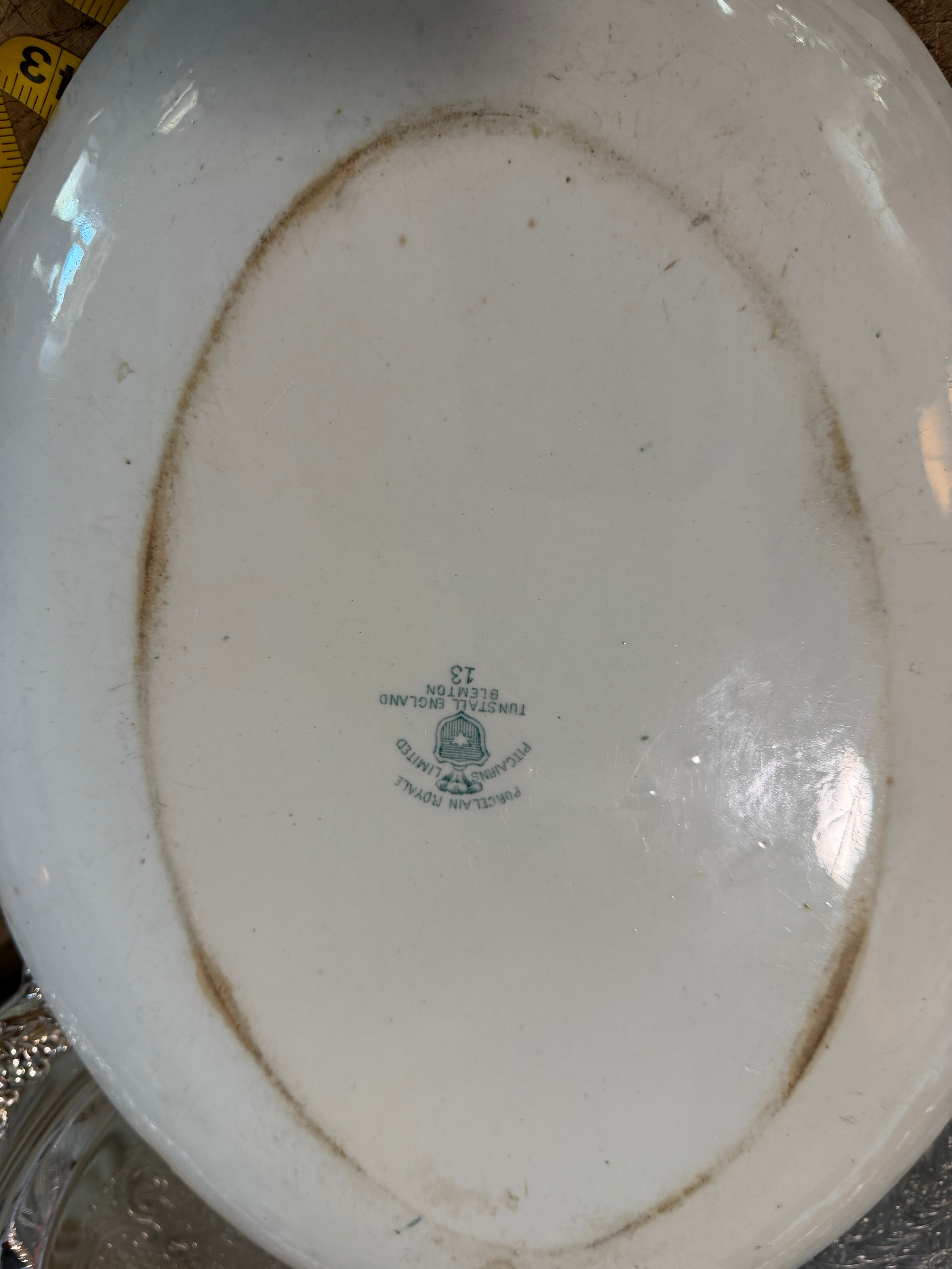Antique Pitcairns Limited “Blemdon” Green Transferware Platter — 15”