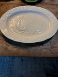 Vintage White Embossed Turkey Platter – 18.5"
