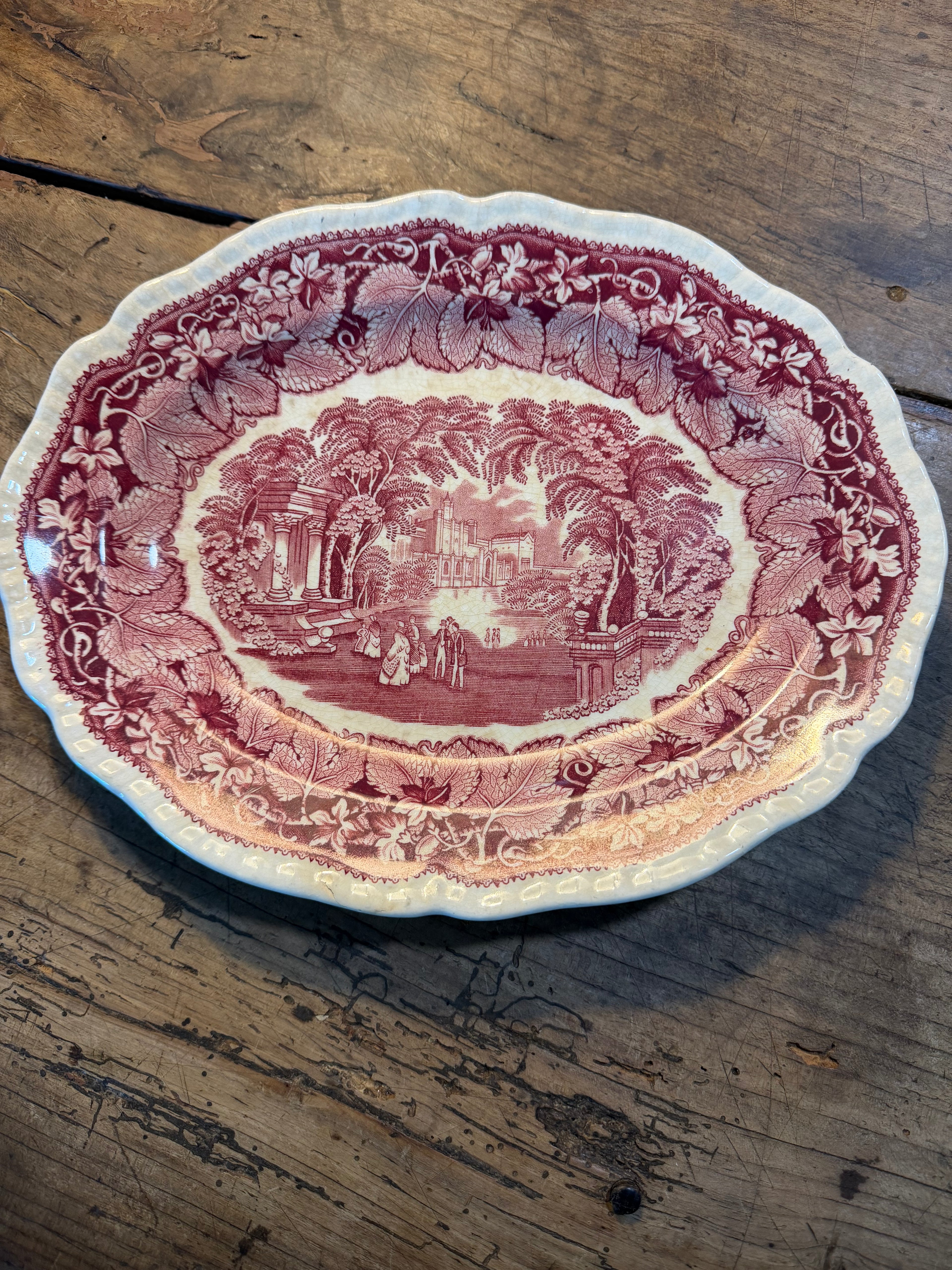 Vintage Mason’s Vista Red Transferware Platter – 11 Inches