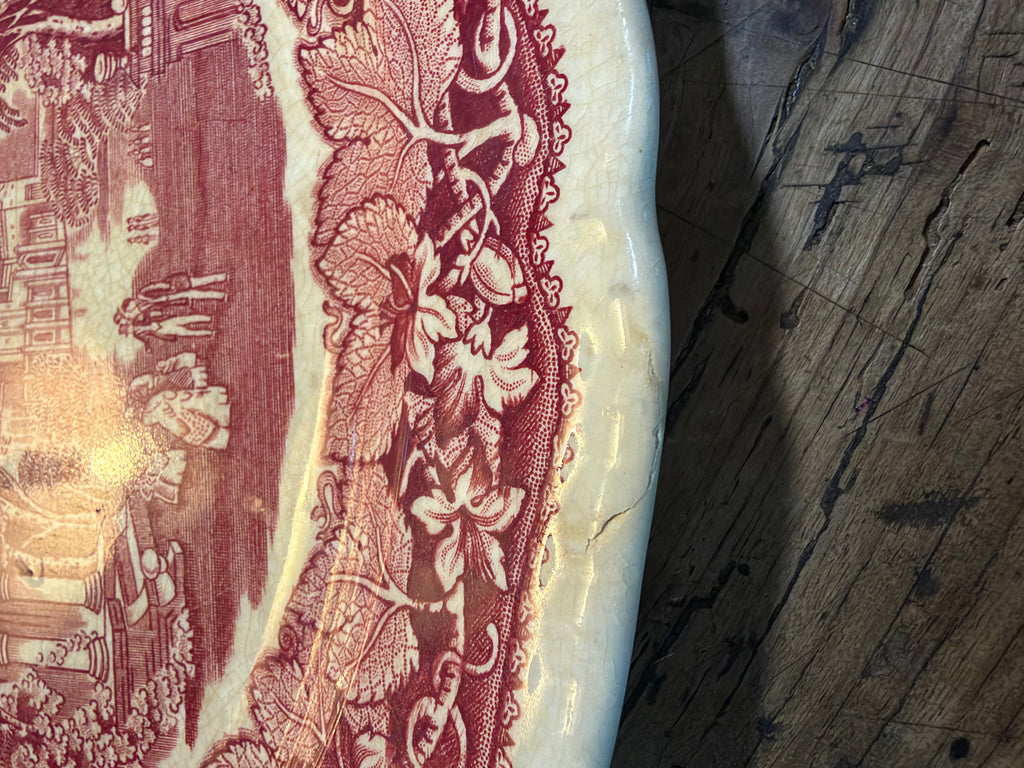 Vintage Mason’s Vista Red Transferware Platter – 11 Inches