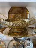 Brass Jardinière with Grapevine Detail and Handles – 18 Inches
