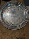 William Rogers Silver-Plated Round Tray with R Monogram – 15 Inches