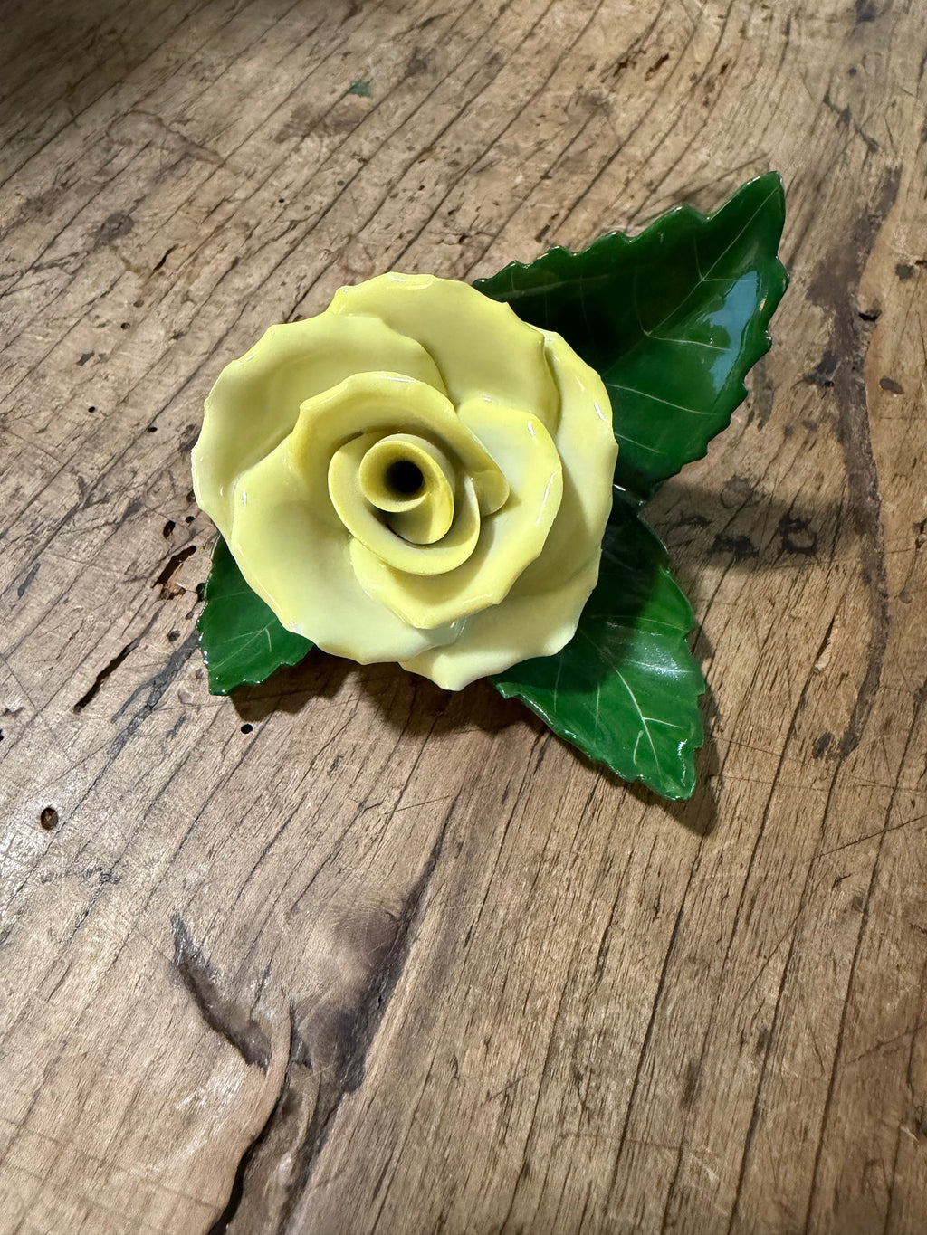 Vintage Herend Hungary Hand-Painted Yellow Rose Porcelain Figurine – 2 Inches
