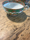 Antique Rose Canton Teacup with Butterfly Decoration