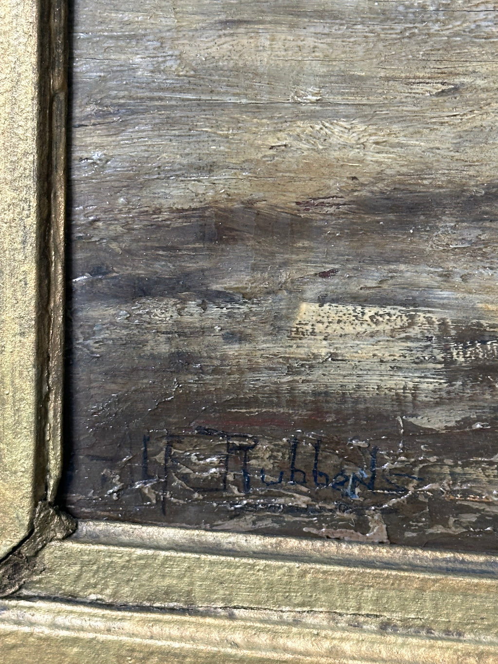 Large Vintage Harbor Scene Oil Painting Signed Alphonse Rubbens | Ornate Gold Frame | 31” x 26”