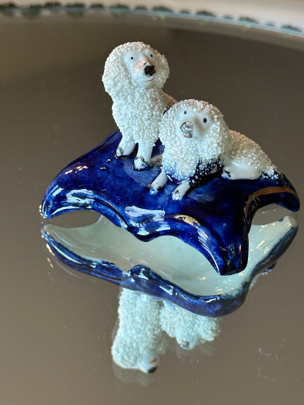 Rare Petite 19th Century English Staffordshire Spaniel Mantel Dogs | Pair | 2.4” Tall