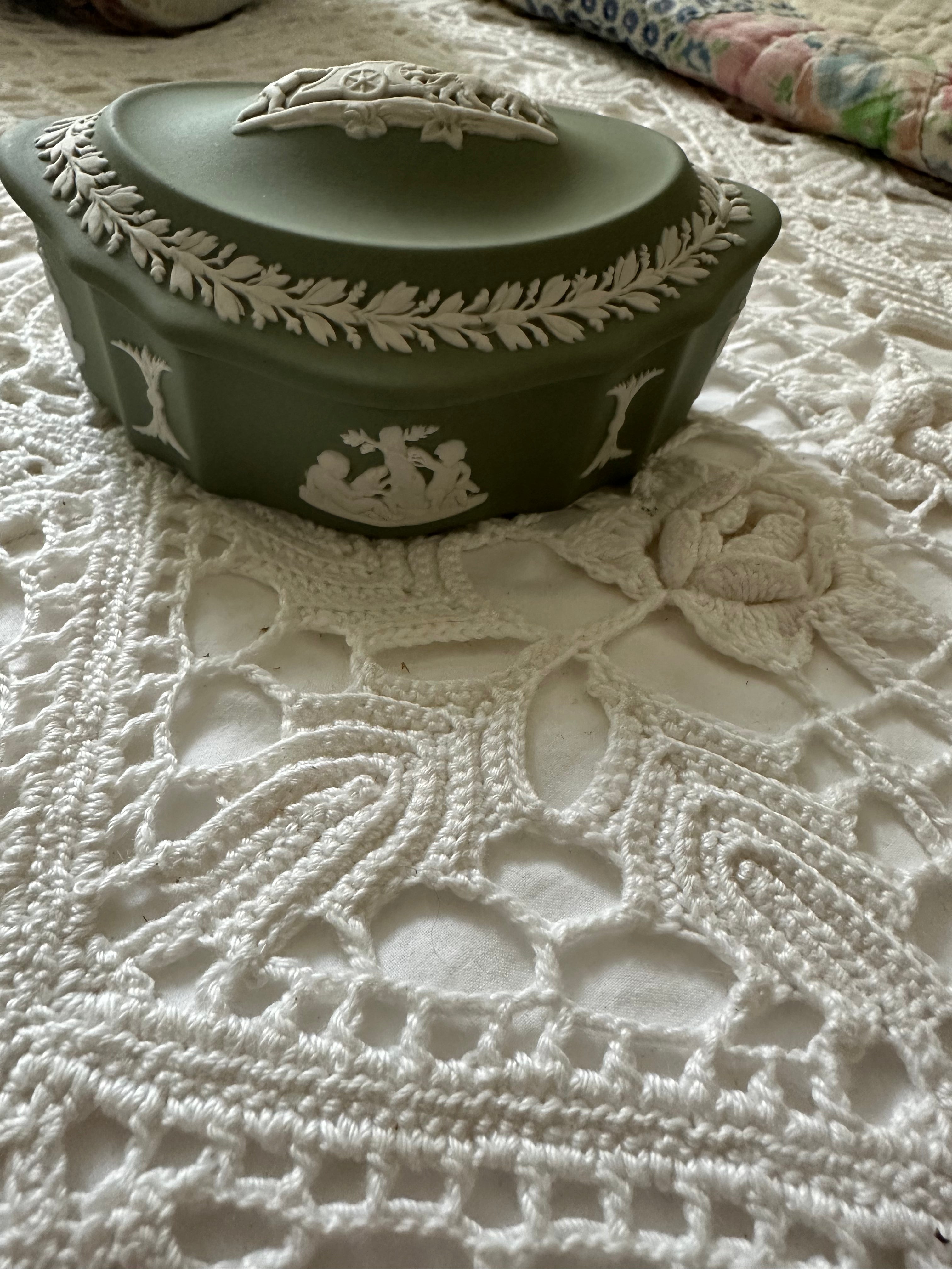 Green Wedgewood Jasperware Trinket box