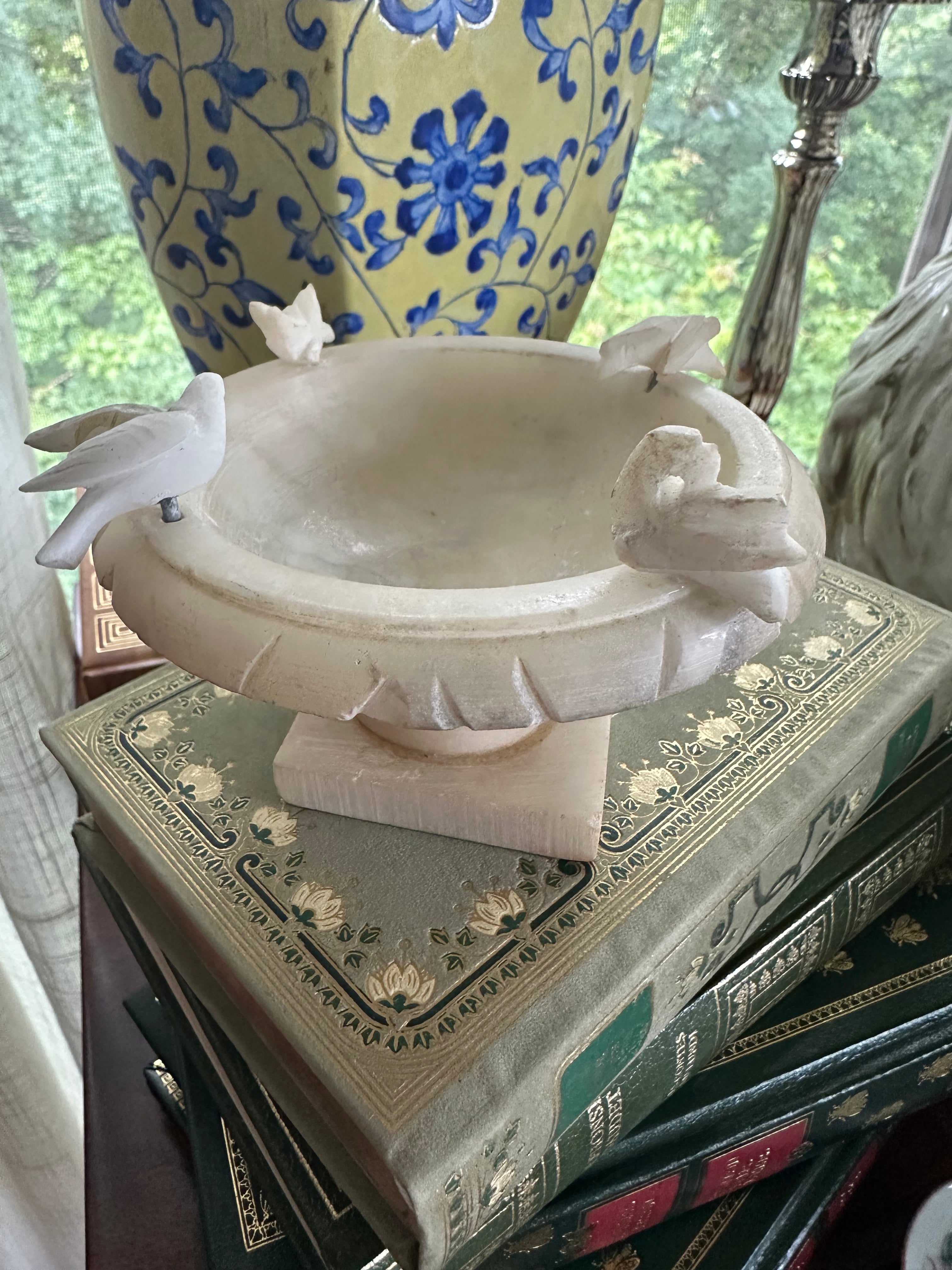 5" Italian Alabaster Bird Bath