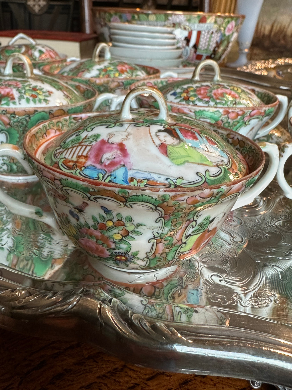 Set of Six Antique Famille Rose Bouillon Bowls | Antique Chinese Porcelain | 4”
