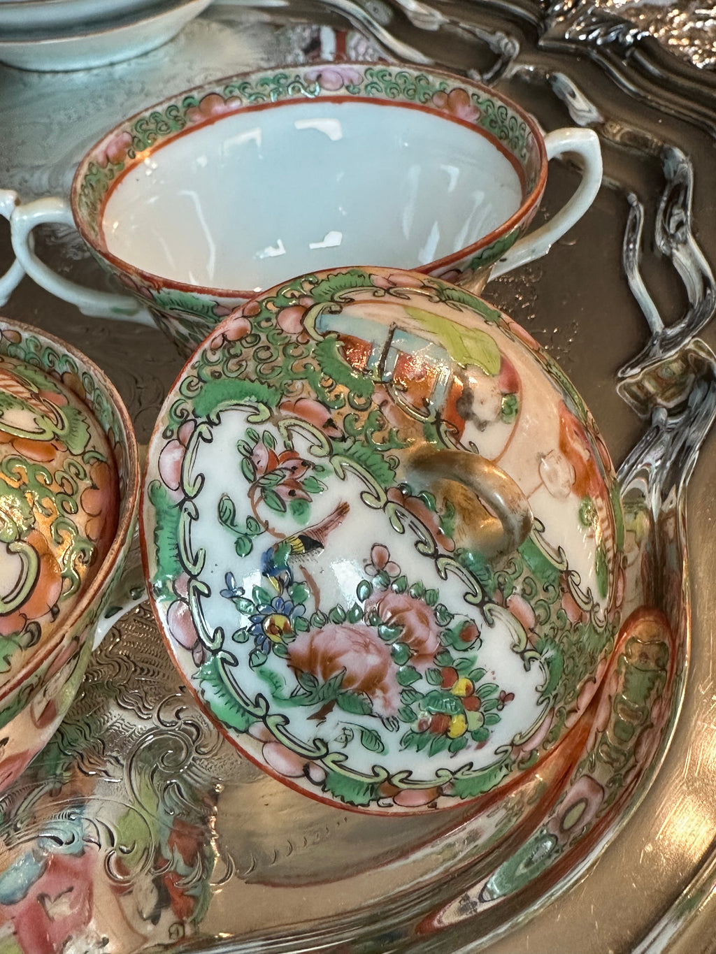 Set of Six Antique Famille Rose Bouillon Bowls | Antique Chinese Porcelain | 4”