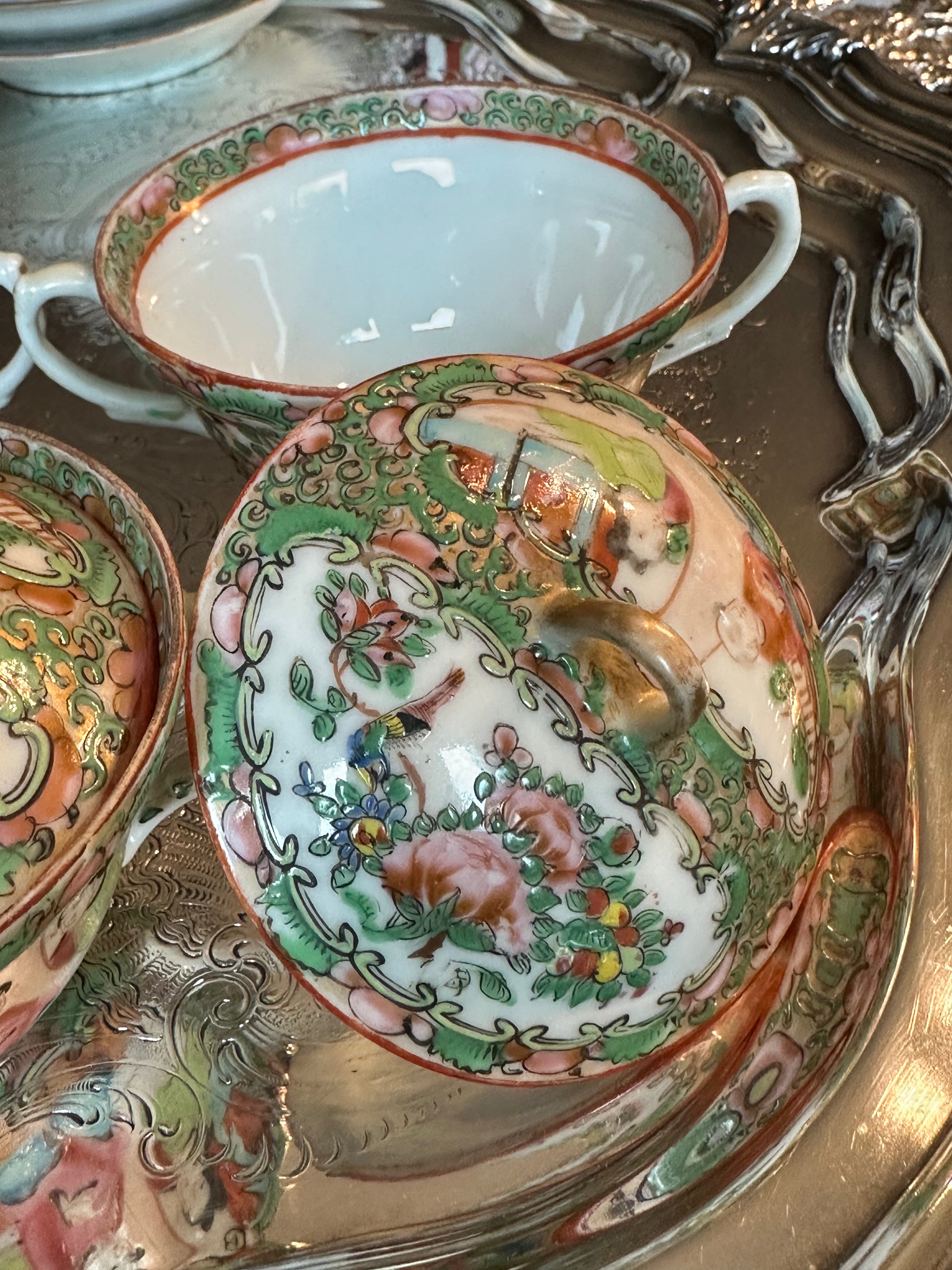 Set of Six Antique Famille Rose Bouillon Bowls | Antique Chinese Porcelain | 4”