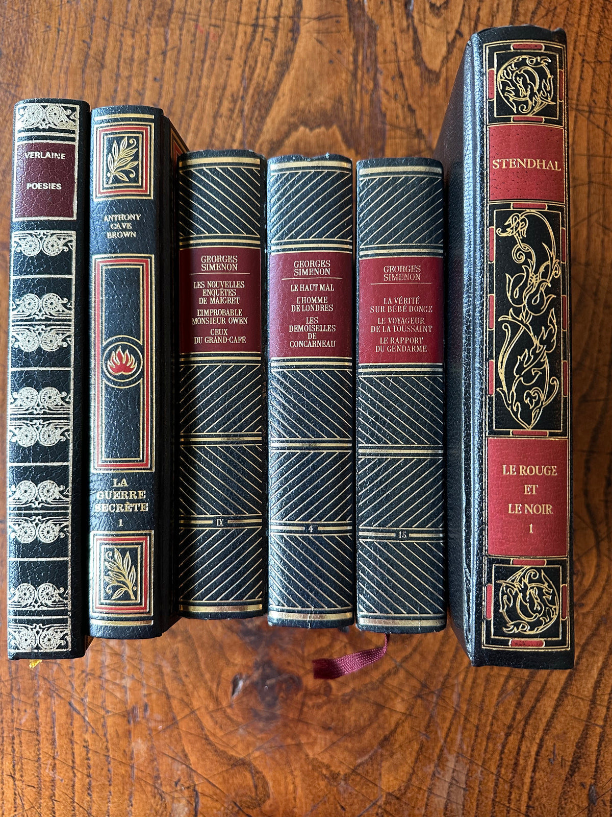 Vintage Blue Leather Bound Books | European Decorative Library Collection