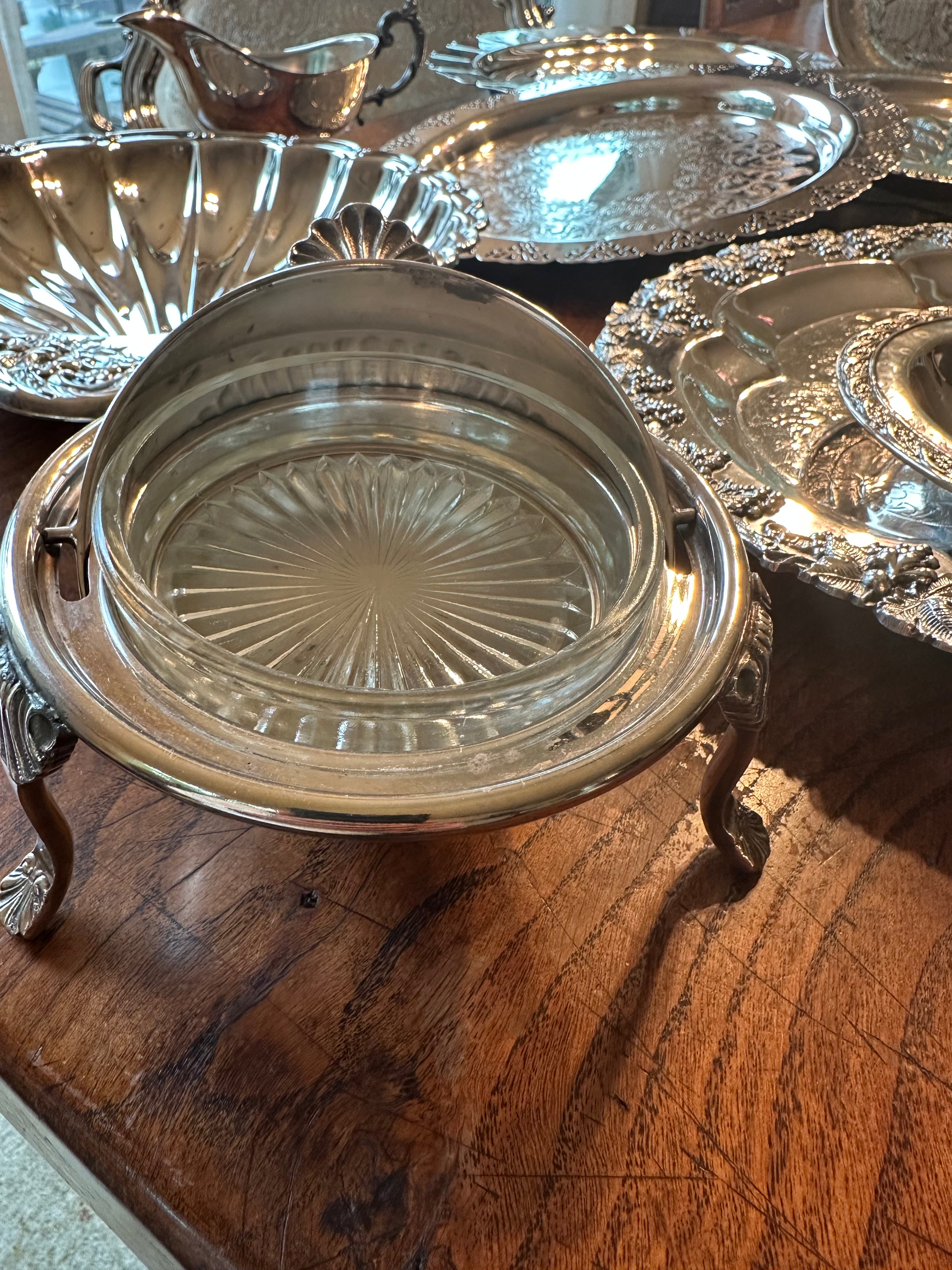 Vintage Sheffield Silverplate Caviar Dish with Glass Insert | 5.5” H x 6” Dia.