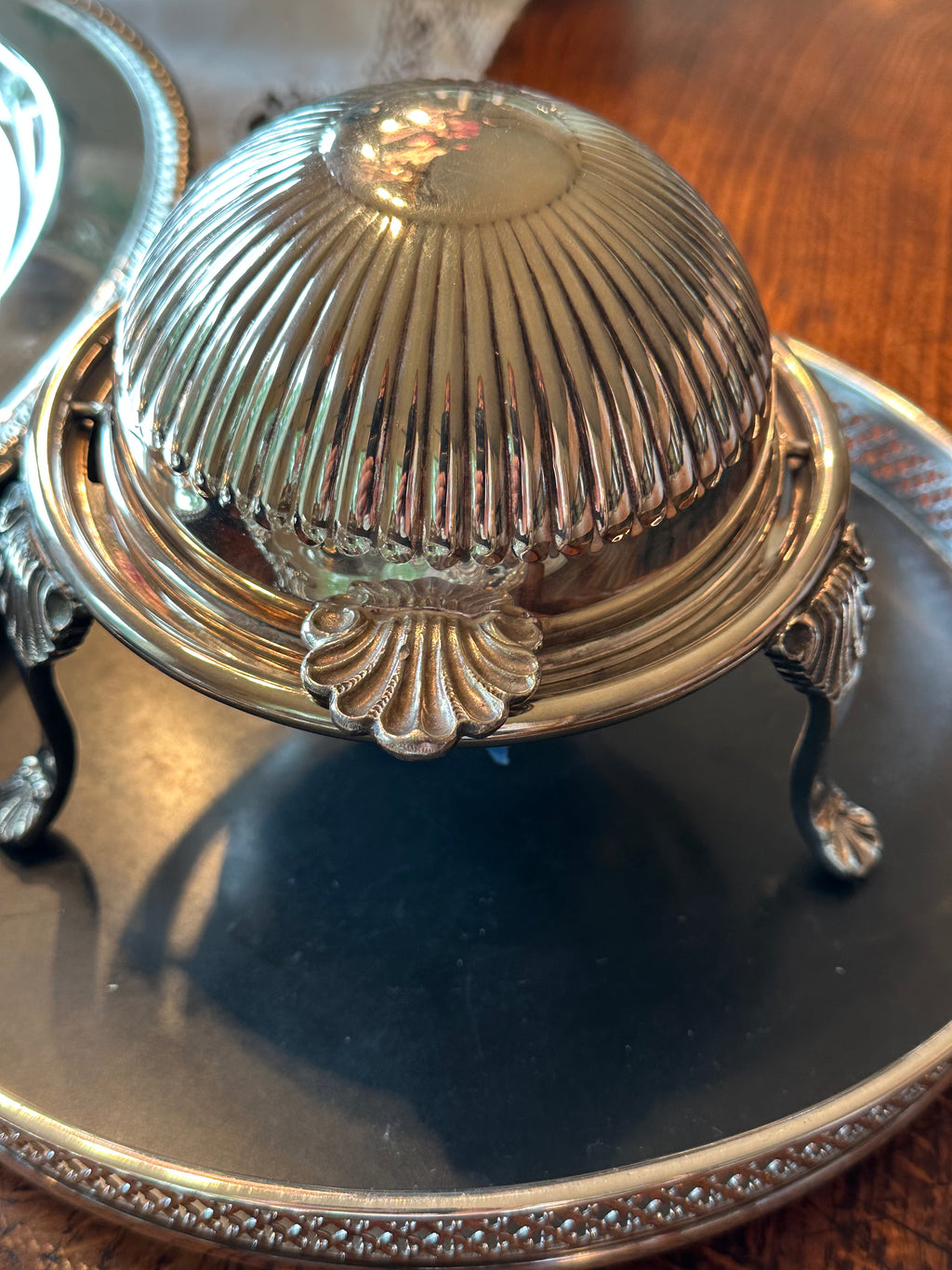 Vintage Sheffield Silverplate Caviar Dish with Glass Insert | 5.5” H x 6” Dia.