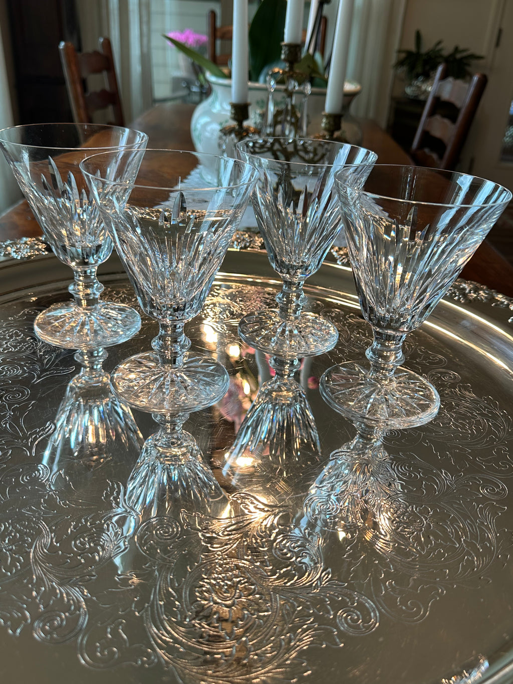 Set of 4 Waterford Crystal Lisbon Wine Glasses | Vintage Cut Crystal Stemware