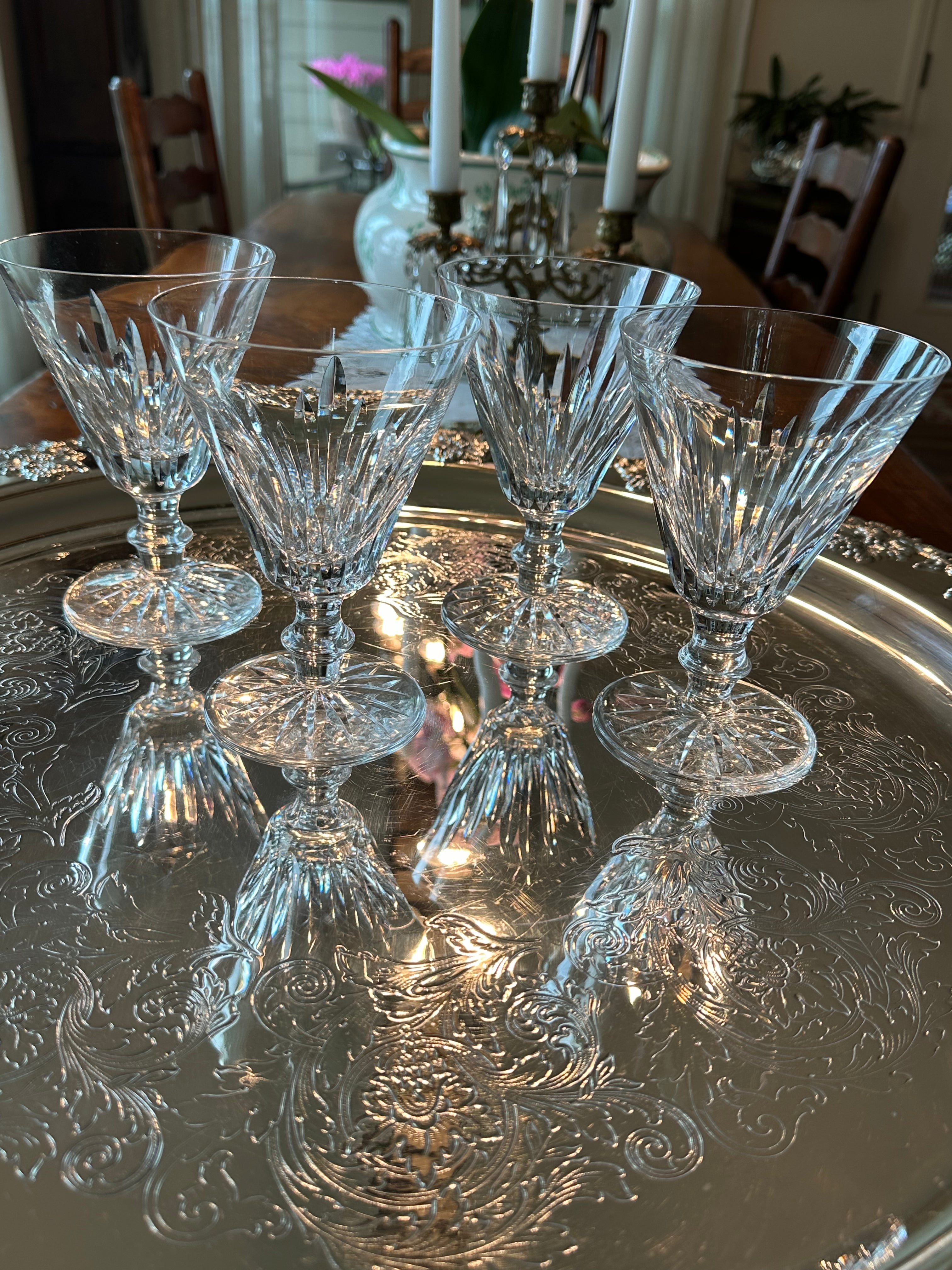 Set of 4 Waterford Crystal Lisbon Wine Glasses | Vintage Cut Crystal Stemware