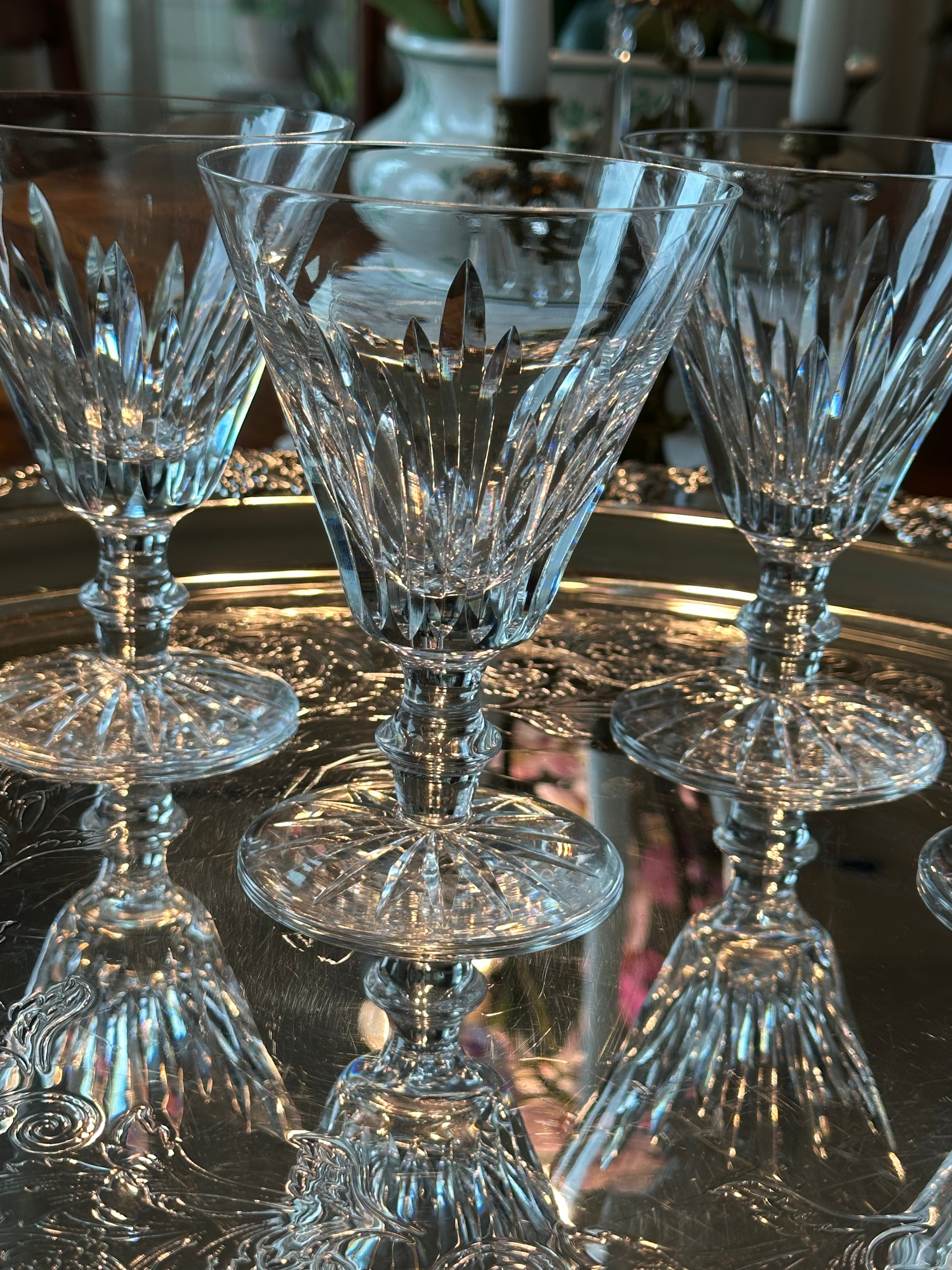 Set of 4 Waterford Crystal Lisbon Wine Glasses | Vintage Cut Crystal Stemware