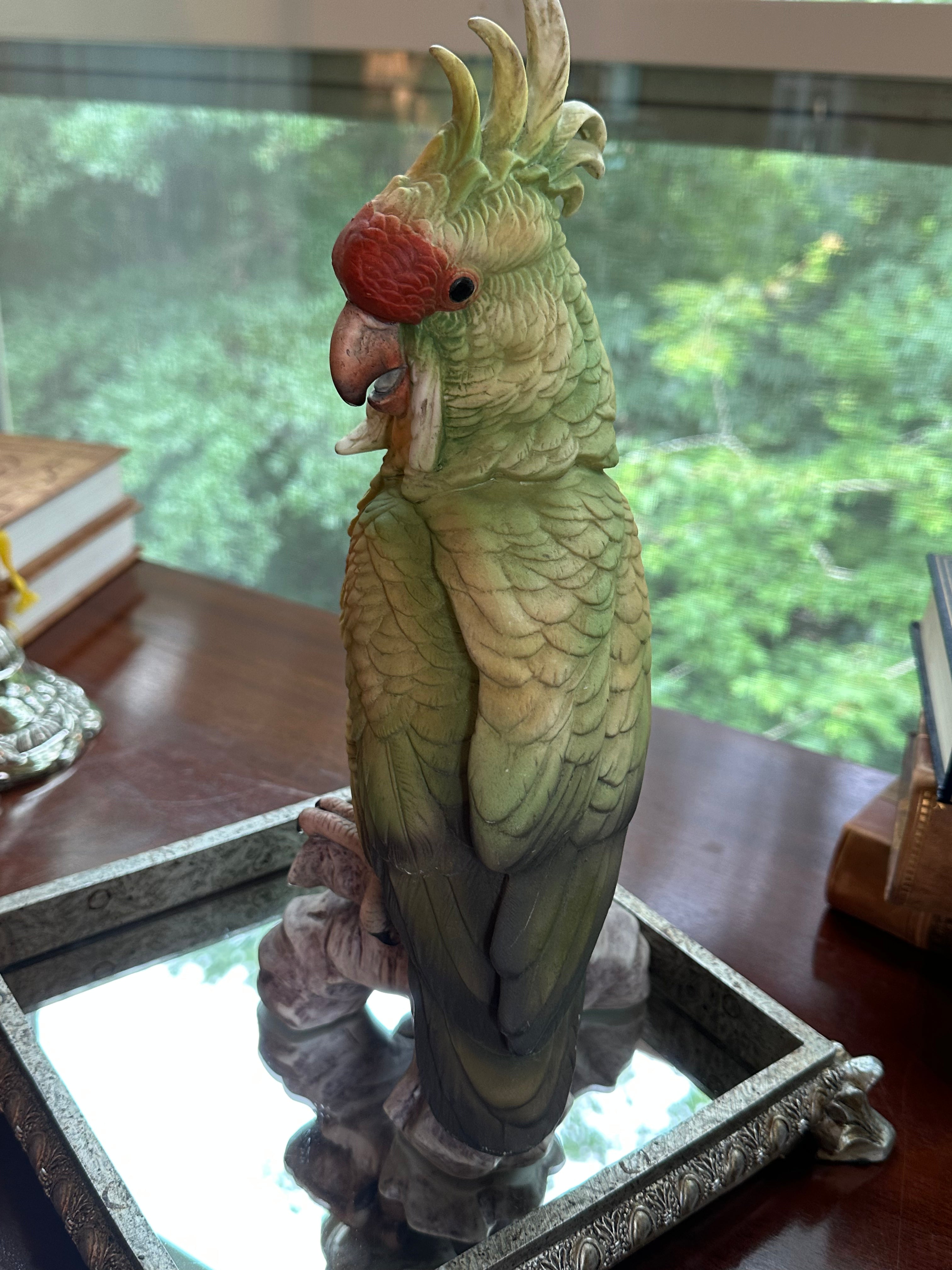 Vintage Andrea by Sadek Ceramic Parrot Figurine 11.5” Decorative Bird Sculpture