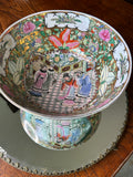 Vintage Chinese Famille Rose Porcelain Centerpiece Bowl | Hand Painted Figural Chinoiserie Bowl