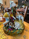 Vintage Staffordshire Style Courting Couple with Spaniel | 9.5"