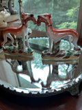 Pair of Vintage Staffordshire Whippets with Hare | Hunting Dogs