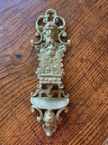 Victorian Cast Brass Wall Match Holder | Ornate Fireplace Match Safe | English Brass Wall Pocket | Architectural Decor