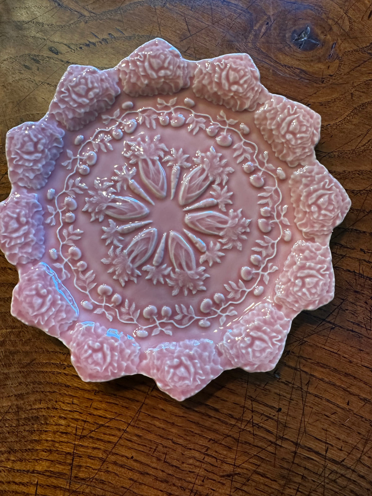 Bordallo Pinheiro Pink Cabbage Salad Plate 8.5" | Majolica Portuguese Pottery