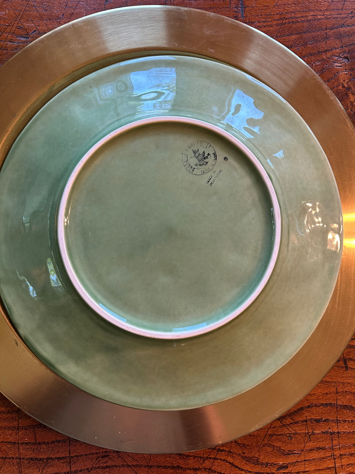 Bordallo Pinheiro Green Floral Charger Plate 11" | Portuguese Majolica