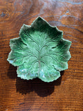 Vintage Majolica Leaf Plate – Made in Portugal – 7.5" Green Botanical Serving Plate