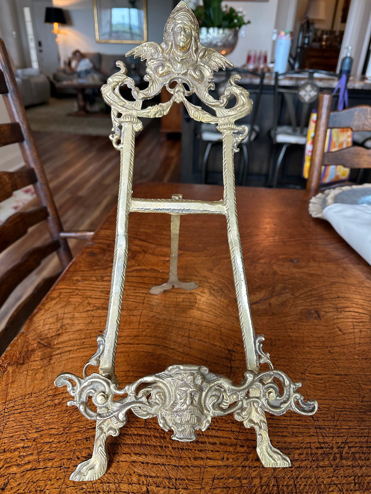 Vintage Brass Rococo Style Display Easel | 18" Ornate Book & Art Stand