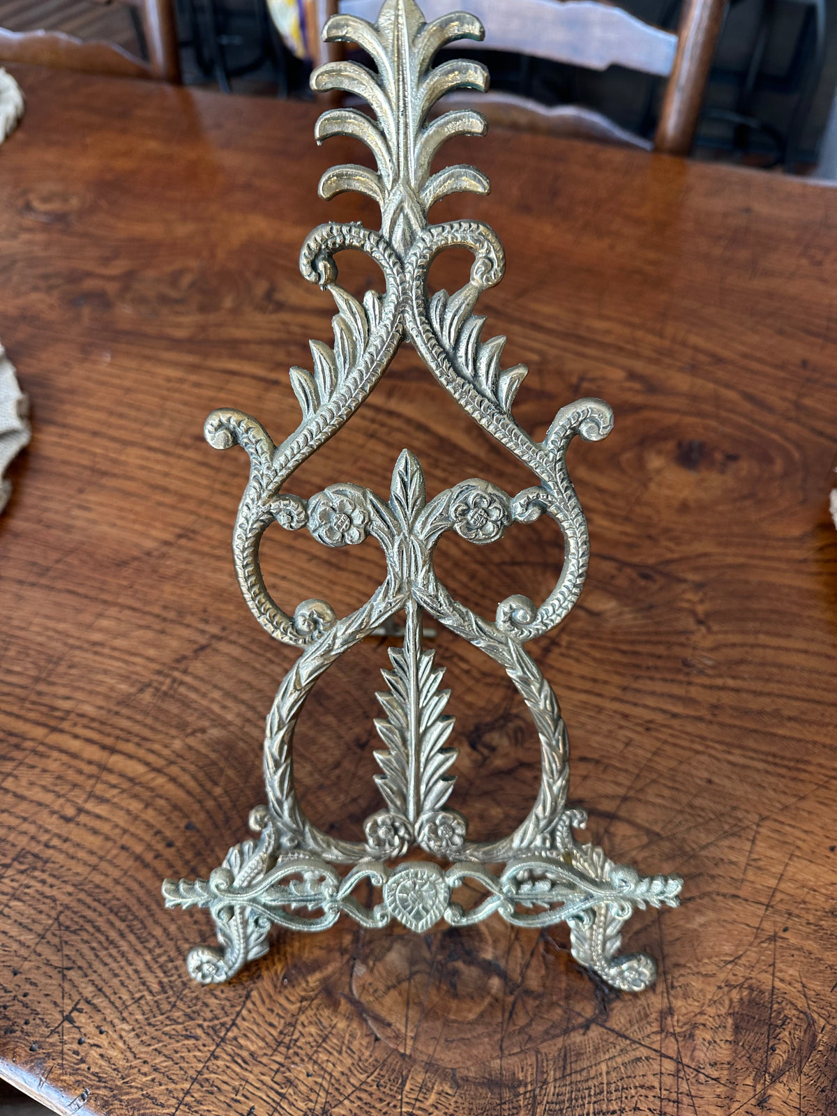 Vintage Ornate Brass Display Easel | 13.5" Decorative Book & Art Stand
