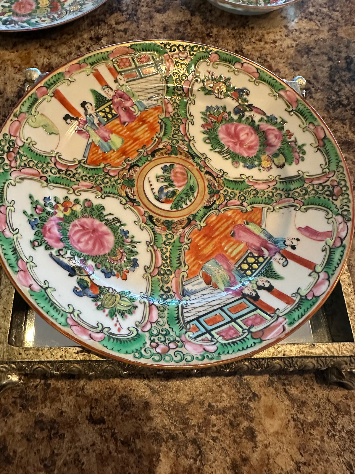 Rose Medallion Porcelain Plate | Hand-Painted | 8-Inch