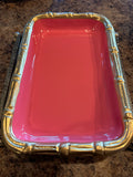 Jayes Studio Pink Bamboo Ceramic Tray | Decorative Catchall | 9" x 6"
