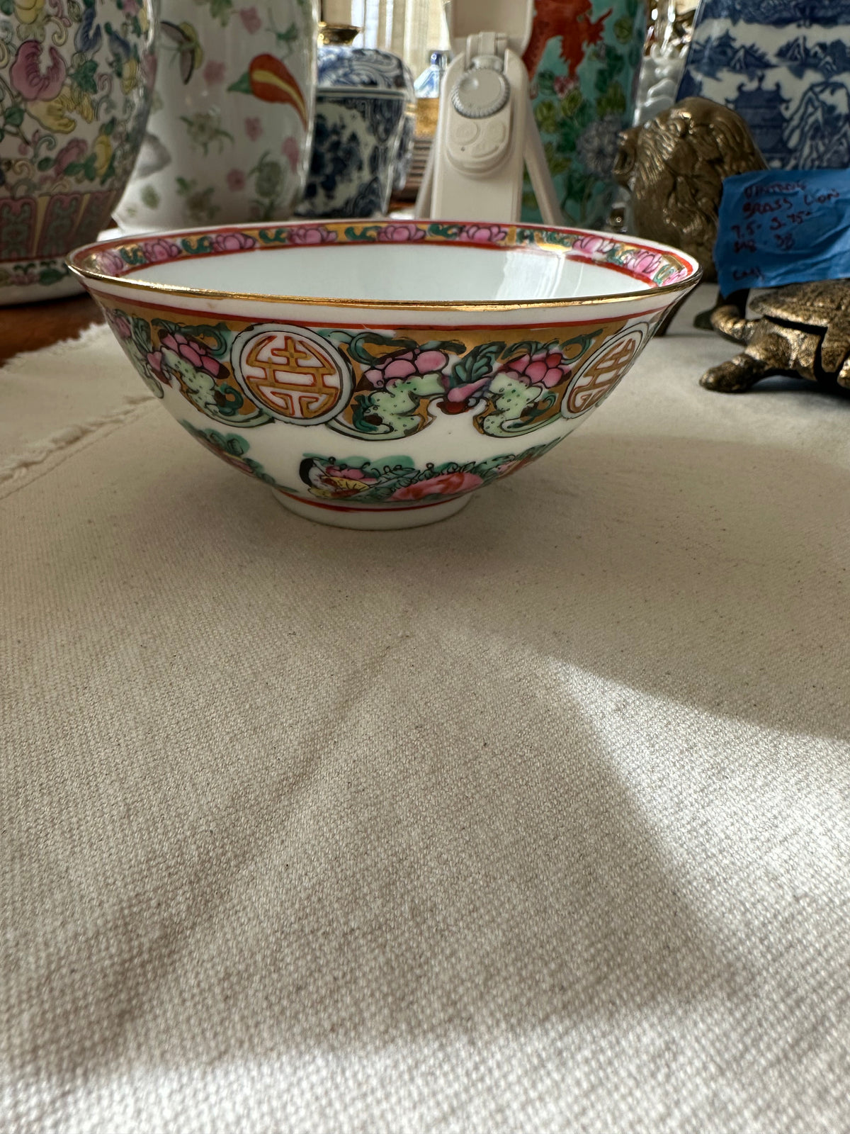 Vintage Rose Canton Soup Bowl Pair of 2