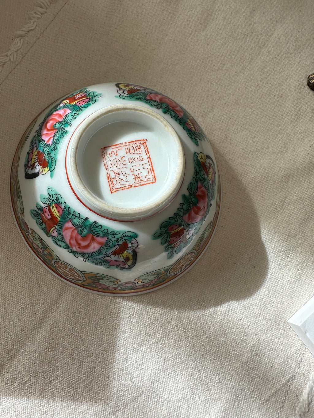 Vintage Rose Canton Soup Bowl Pair of 2