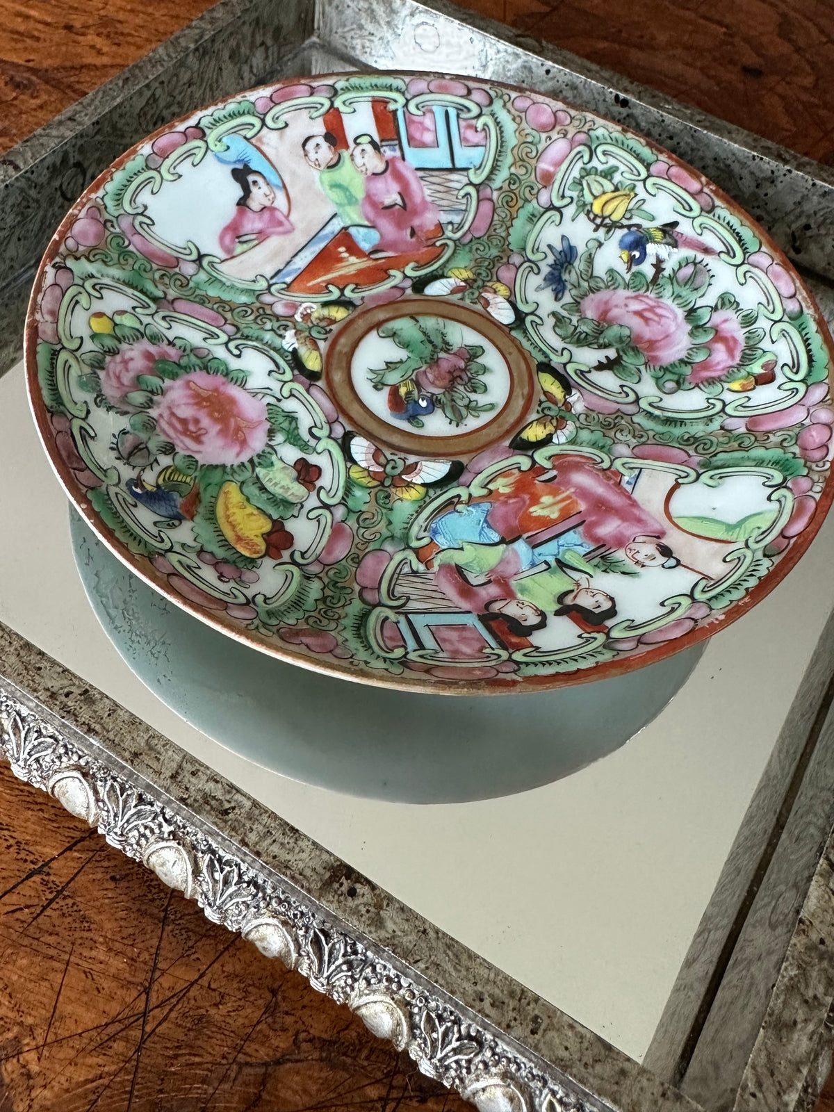 Antique Chinese Rose Medallion Small Plate – Hand-Painted Porcelain – Sold Individually