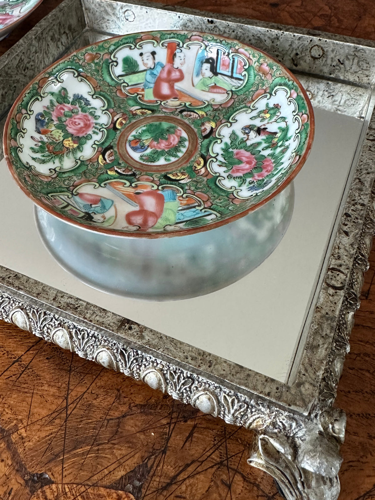 Antique Chinese Rose Medallion Small Plate – Hand-Painted Porcelain – Sold Individually
