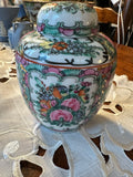 Vintage Rose Canton Porcelain Ginger Jar with Lid