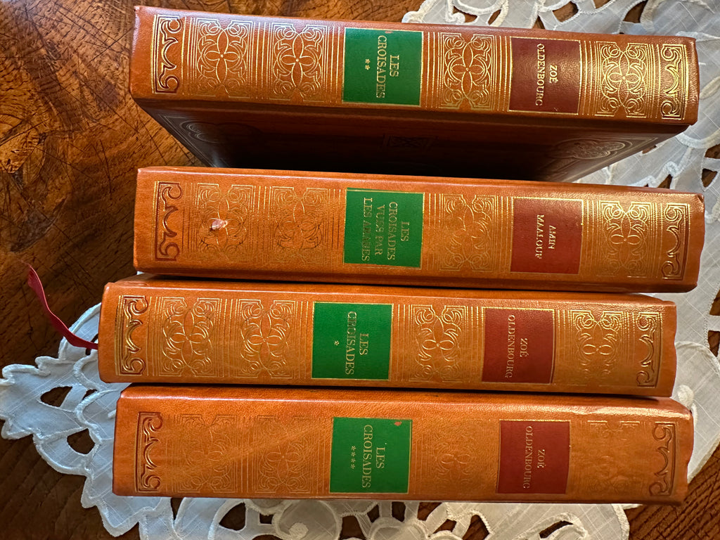 Vintage French Leather Books – "The Crusades" – Set of 4