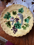 Antique French Sarreguemines Majolica Plate | Yellow Bird Motif | 8" Diameter