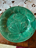 Pair of Antique French Clairefontaine Majolica Plates | 8" Botanical Dessert Plates