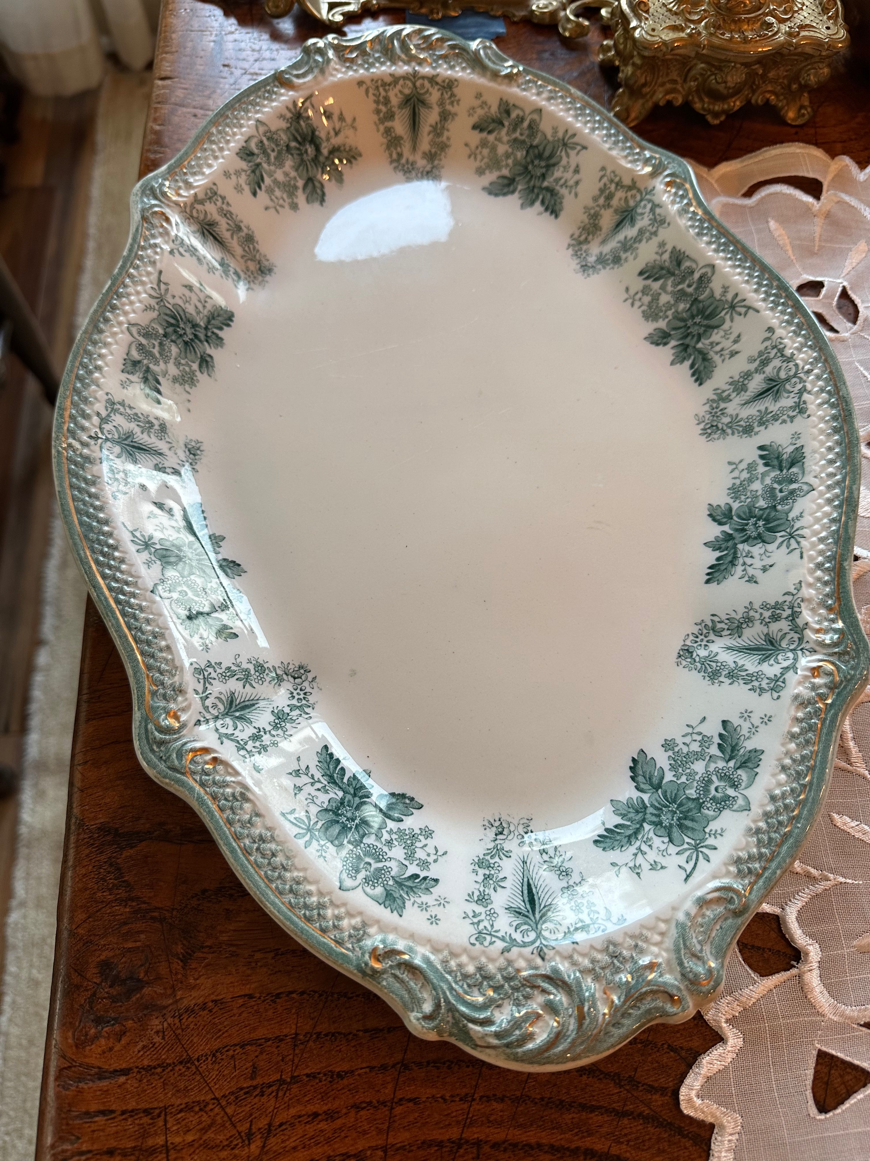 Burgess & Leigh Teal Transferware Platter | 15.5" Serving Platter